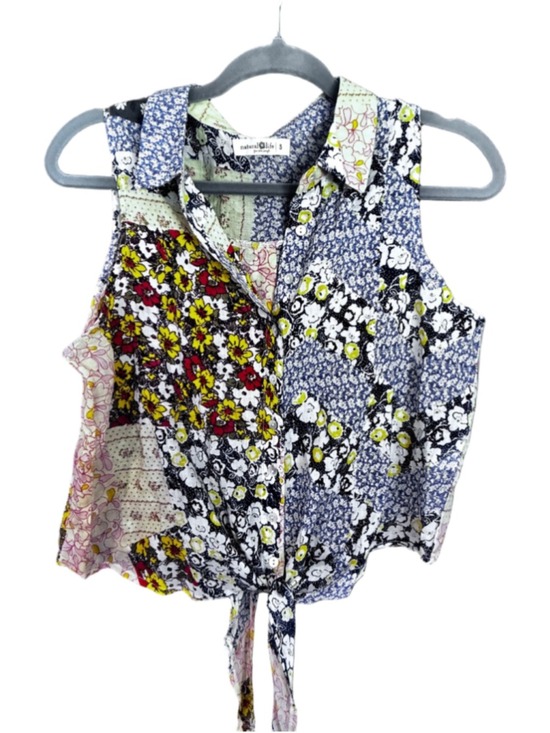 Natural Life Tops - Natural Life Patchwork Tie Front Tank Size S